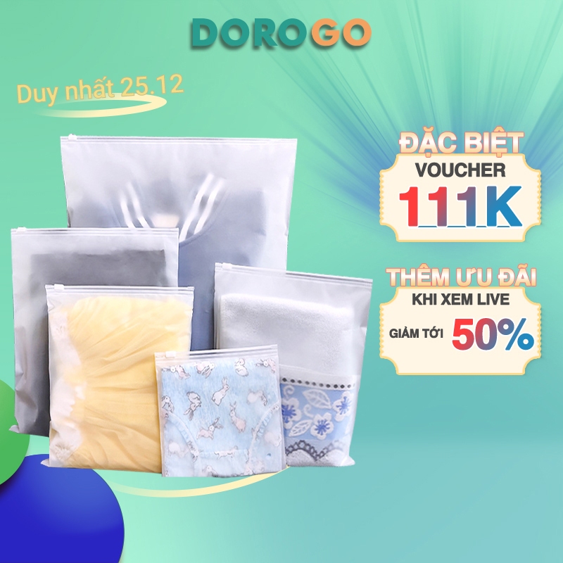 Túi zip đựng quần áo DOROGO để mỹ phẩm giày dép tất vớ đi du lịch lụa mờ bảo quản đồ đa năng TZ