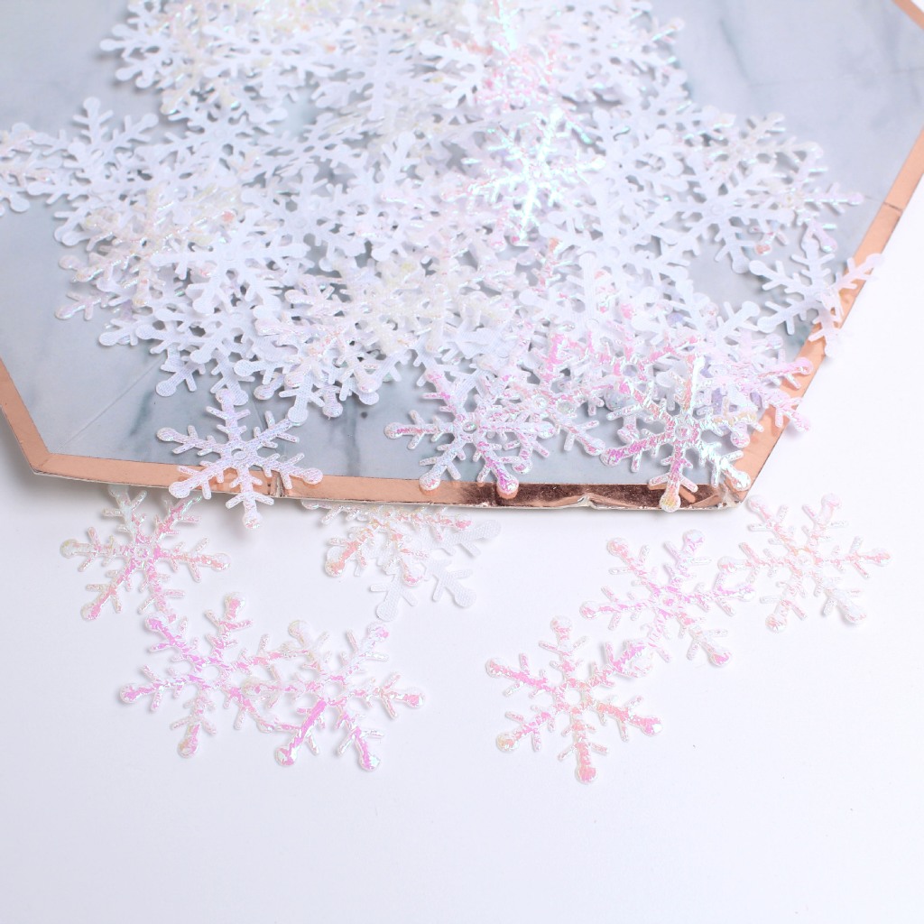 Túi 100 bông tuyết trắng 2cm trang trí Noel, phụ kiện handmade
