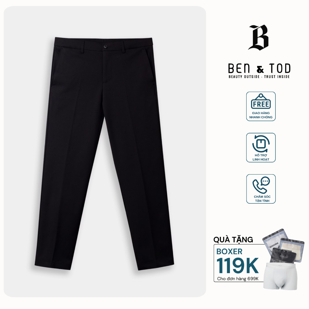 Quần Tây Nam BEN & TOD Trơn SL2120BB331 basic co giãn thoải mái vận động