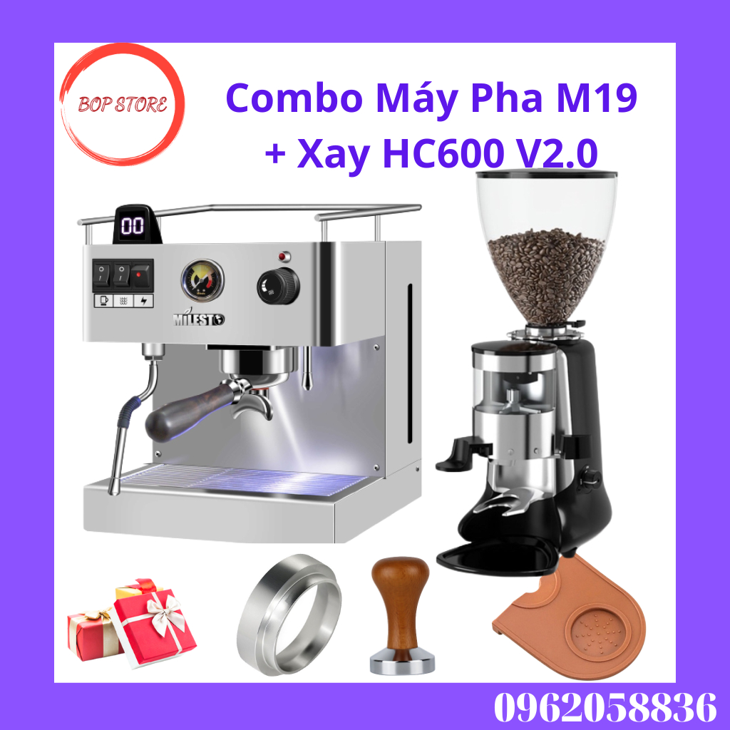 Combo Máy Pha Cafe Milesto M19 + Xay HC600