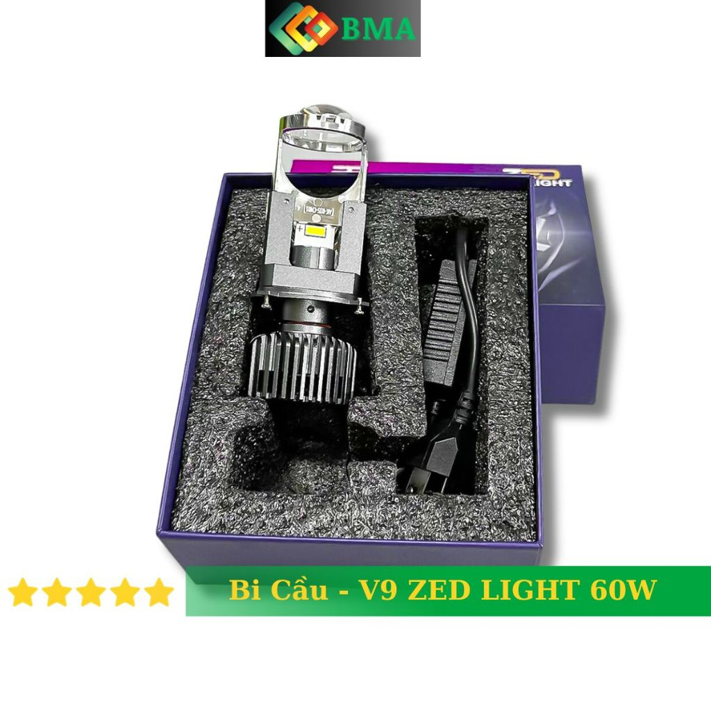 Đèn Pha Bi Cầu V9 ZED LIGHT 60W/H4 Lắp Zin Cắt Sáng Chống Chói Siêu Sáng