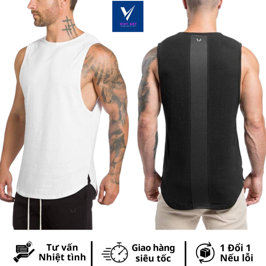 Áo ba lỗ nam tanktop tập gym, áo thun ba lỗ nam Men Art chơi bóng rỗ thể thao vải lụa cao cấp thoáng mát A102