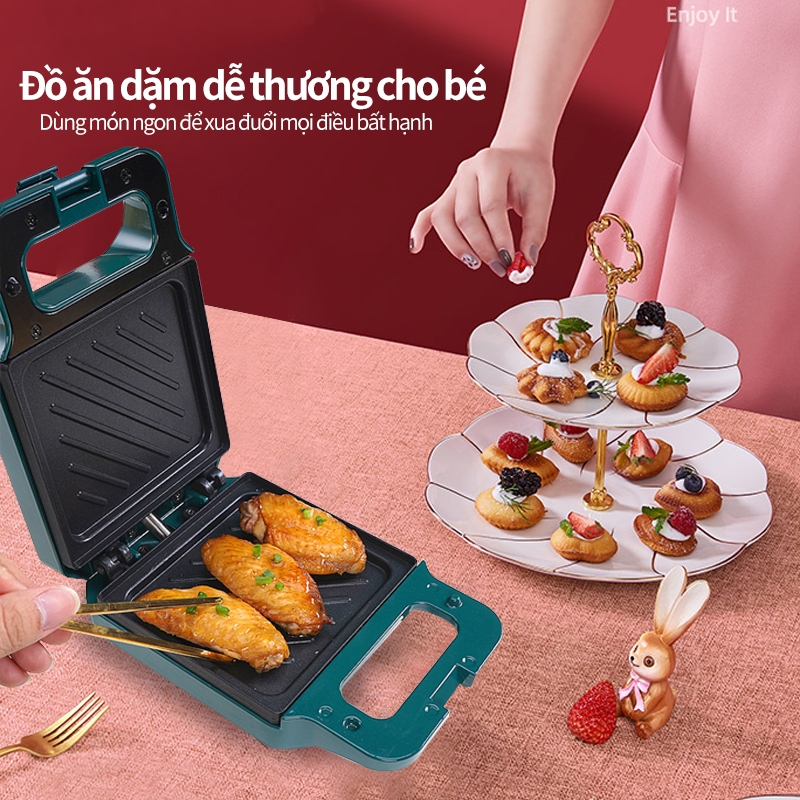 Máy nướng bánh mỳ, máy ăn sáng đa năng, làm bánh sandwich, công suất 650W