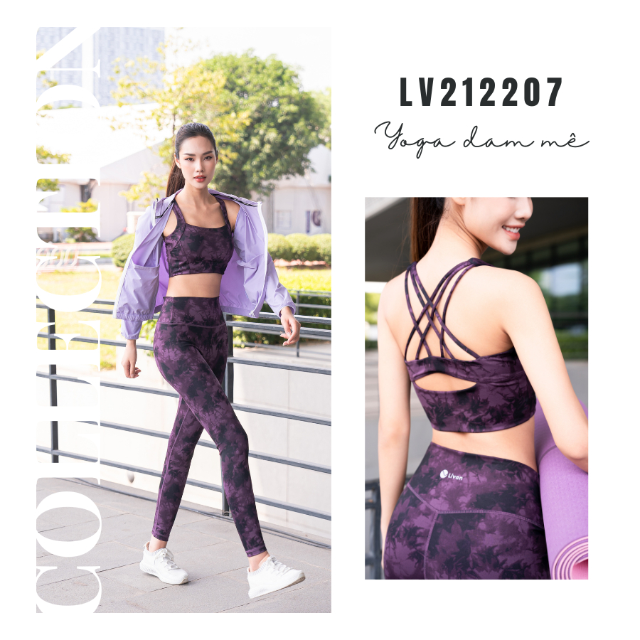 Set Tập Bra & Quần Legging Hoạ Tiết Livan Sport Mềm Mịn Co Giãn Cao Cấp LV23212207