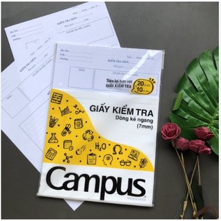 Giấy kiểm tra kẻ ngang Campus không chấm (1 túi / 20 tờ đôi + 10 tờ đơn)