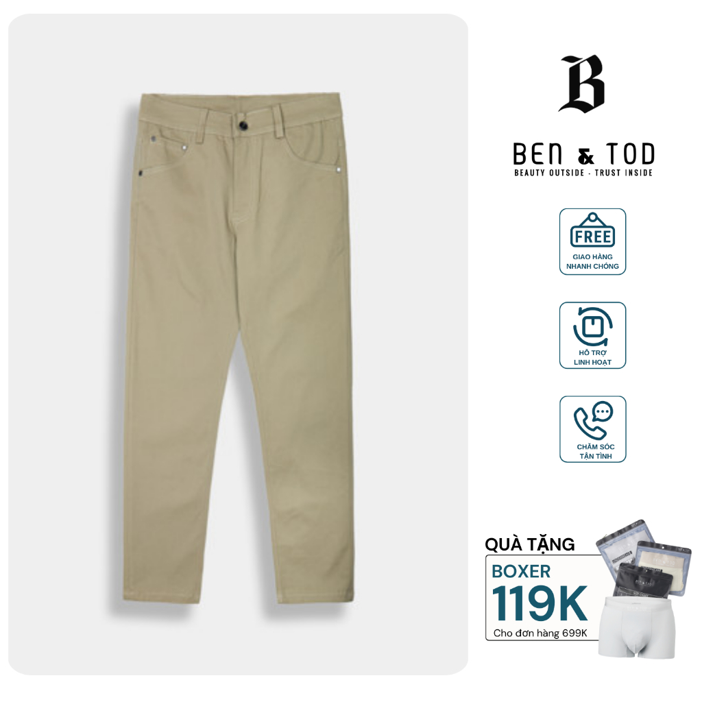 Quần jean nam BEN & TOD SL2130BB042 trơn đơn giản, co giãn 4 chiều, cao cấp, dày dặn, đứng form