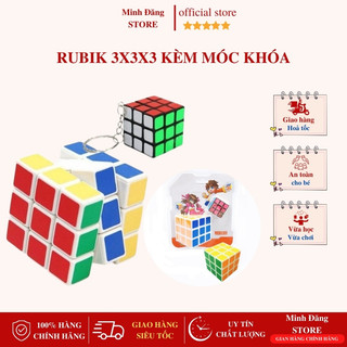 Đồ chơi rubik xoay 3x3x3 kèm móc khóa rubik nhỏ