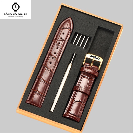 Dây đeo đồng hồ CASIO MTP1375 1374 118 [ có hộp ] da bò dập vân cá sấu không hút mồ hôi, hộp gỗ tặng kèm phụ kiện[1,002]