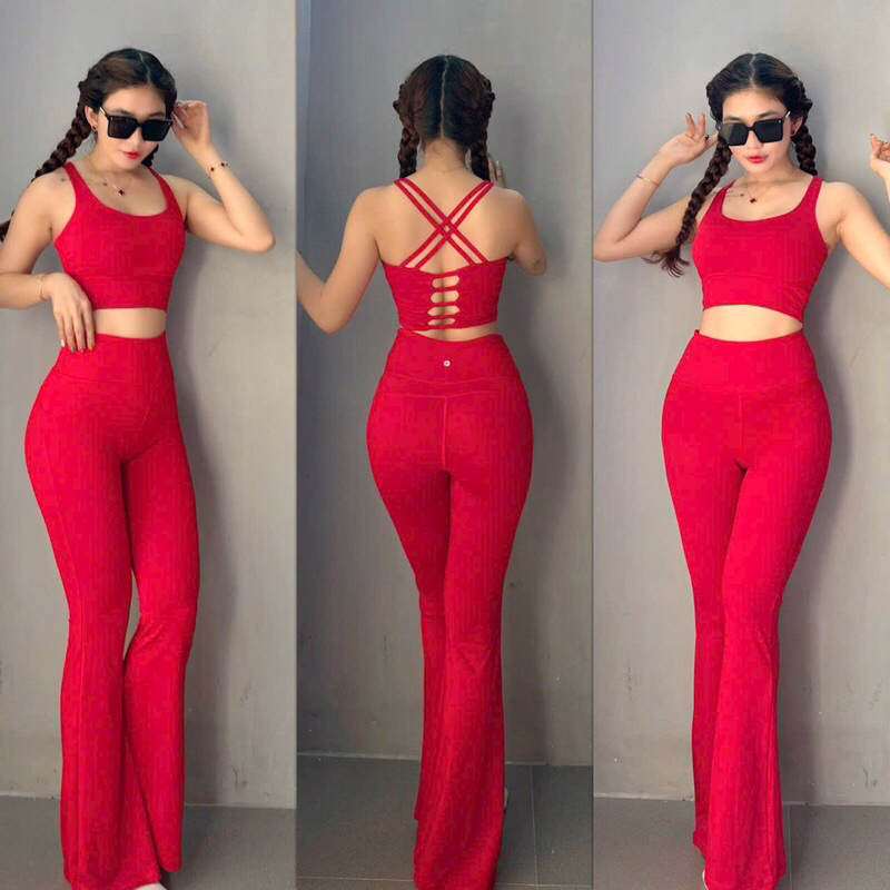 Bộ ống loe siêu hót 2024 Bộ dài crotop dây