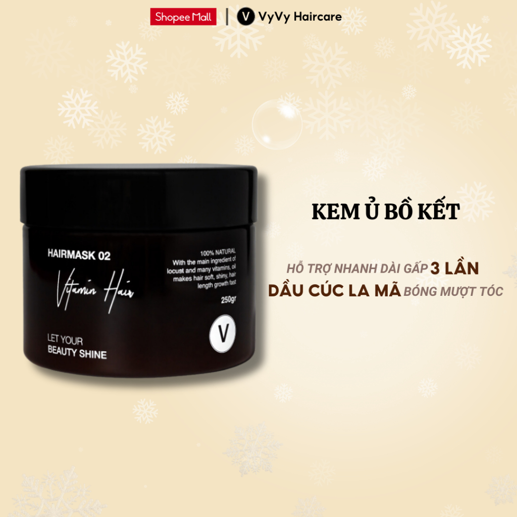 Kem ủ tóc bóng mượt khỏe đẹp tự nhiên chiết xuất bồ kết oliu vitamin hair vyvyhaircare V 250gr