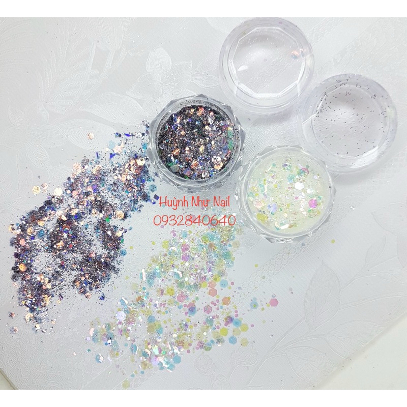 Màu Thuỷ Tinh Đen+Trắng Kim Tuyến Vảy Cá Cao Cấp