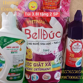Nước giặt Hương Compho 3L8+1Tẩy 1L+1 Nước lau sàn Hương chanh xả 1L  Bell Đức - NANO