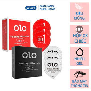 Bao Cao Su OLOL 0.01mm Siêu mỏng, truyền nhiệt, nhiều gel, mỏng nhất thế giới, hộp 3 bcs, Olo-china