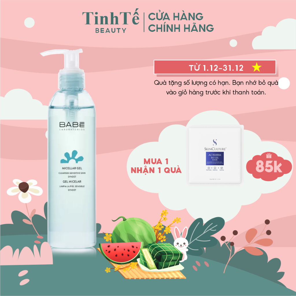 Gel rửa mặt cho da nhạy cảm BABE Micellar Gel 240ml