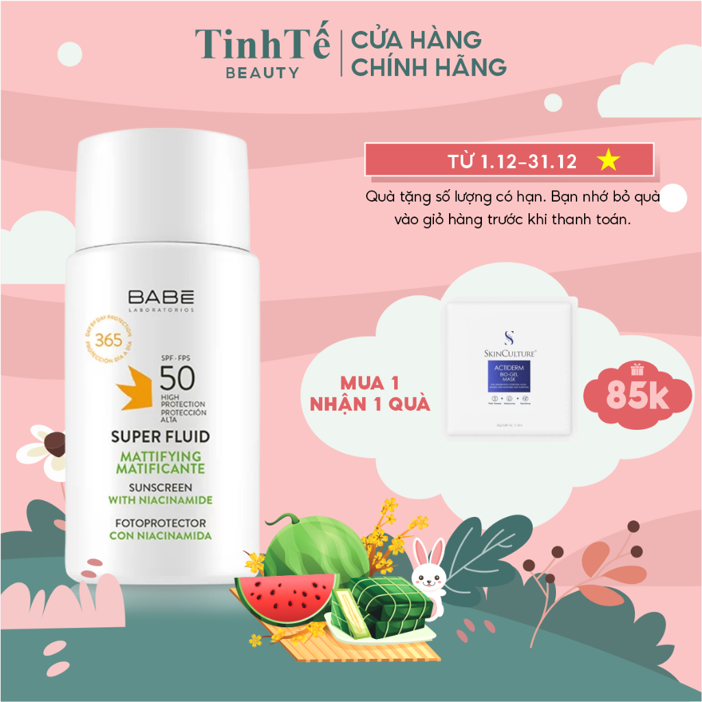 Kem chống nắng cho da dầu BABE Super Fluid Mattifying sunscreen SPF50 50ml