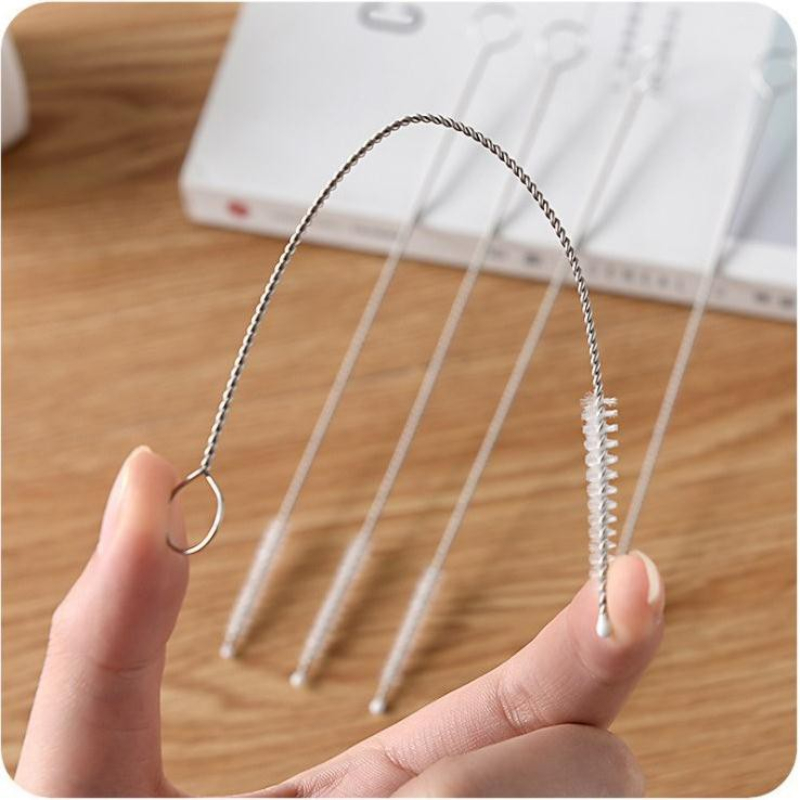 Set 5 Dụng Cụ Cọ Rửa Ống Hút An Toàn, Sạch Sẽ Dài 17,5cm Chất Liệu Thép Không Gỉ Có Thể Uốn Cong Tiện Dụng