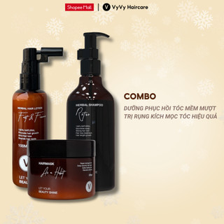 Bộ sản phẩm gội xịt ủ phục hồi hư tổn giảm rụng kích mọc cho tóc mềm mượt combo 5 vyvyhaircare V 630ml