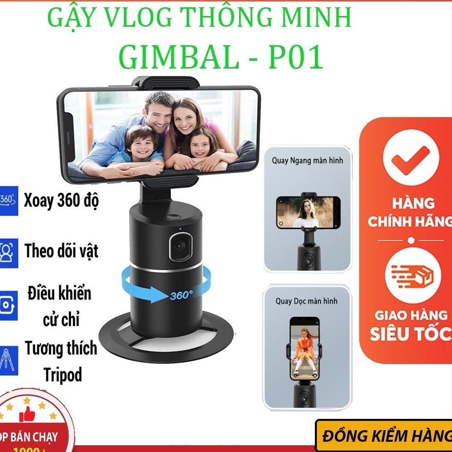 🌟XỊN🌟 Gimbal P01 Q02 Tặng Remote, Giá Đỡ Gymbal Tự Chuyển Động Theo Khuôn Mặt Quay Video 360° - Khôn
