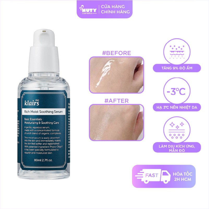 Tinh Chất Dưỡng Da Dear, Klairs Rich Moist Soothing Serum (80ml)