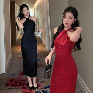 Đầm midi cổ yếm xoắn - Lucky Dress