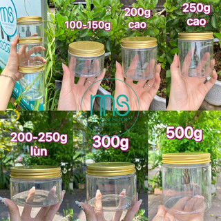 Hủ pet nắp nhôm vàng các size 100g,200g,250g,300g,500g