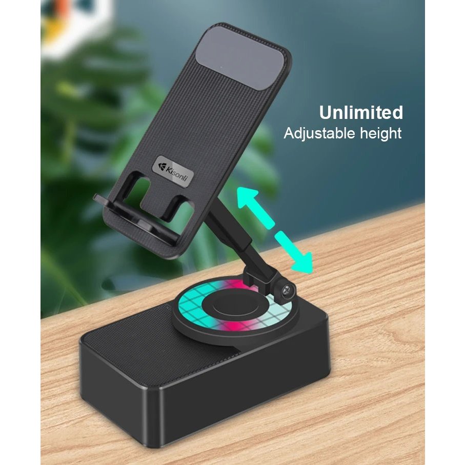 Loa bluetooth Kisonli M-1 3in1 kiêm giá đỡ điện thoại  Âm trầm có led