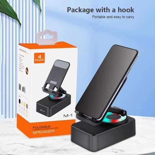 Loa bluetooth Kisonli M-1 3in1 kiêm giá đỡ điện thoại  Âm trầm có led