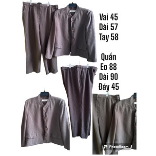 ❣️Bộ Vest Blazer Nữ big size Nâu Nhung Tăm thun co giãn 2hands (Hàng Si Nhật Bản)
