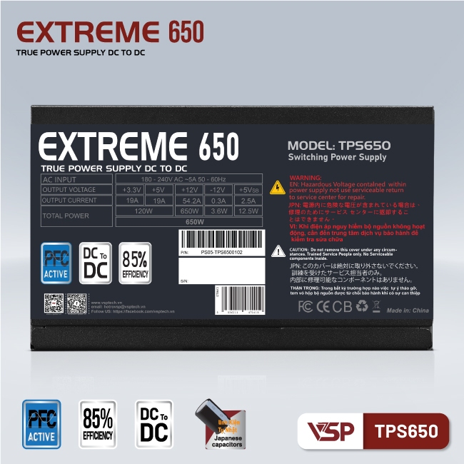 Bộ Nguồn VSP Extreme TPS650 - 650W - DC TO DC
