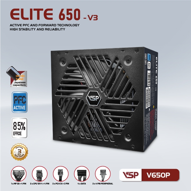 Bộ Nguồn Công Suất Thực VSP Elite Active PFC V650P - V3