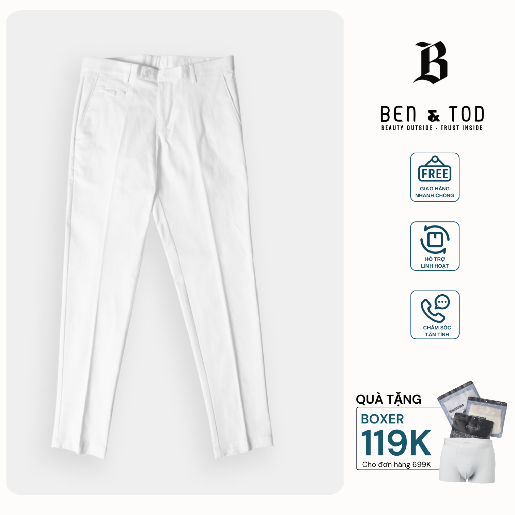 Quần kaki nam BEN & TOD 061/B trơn đơn giản, co giãn, cao cấp, dày dặn