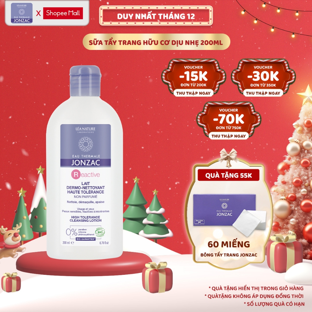 Tẩy Trang Hữu Cơ  Eau Thermale Jonzac Reactive High Tolerance Cleansing Lotion For Sensitive Skin 200ml