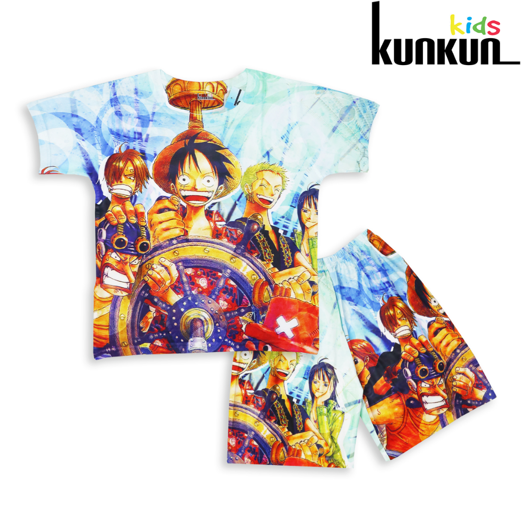 Bộ đồ trẻ em thun lạnh in 3D hình Luffy cho bé Trai Kunkun Kids TP673 - chất thun lạnh thông thoáng cho bé 10-60kg