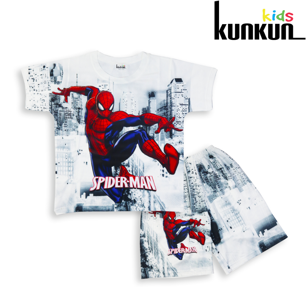 Quần áo bé trai Thun lạnh in hình Người Nhện spiderman Kunkun Kid TP008 - Đồ bộ trẻ em size đại từ 10-60kg