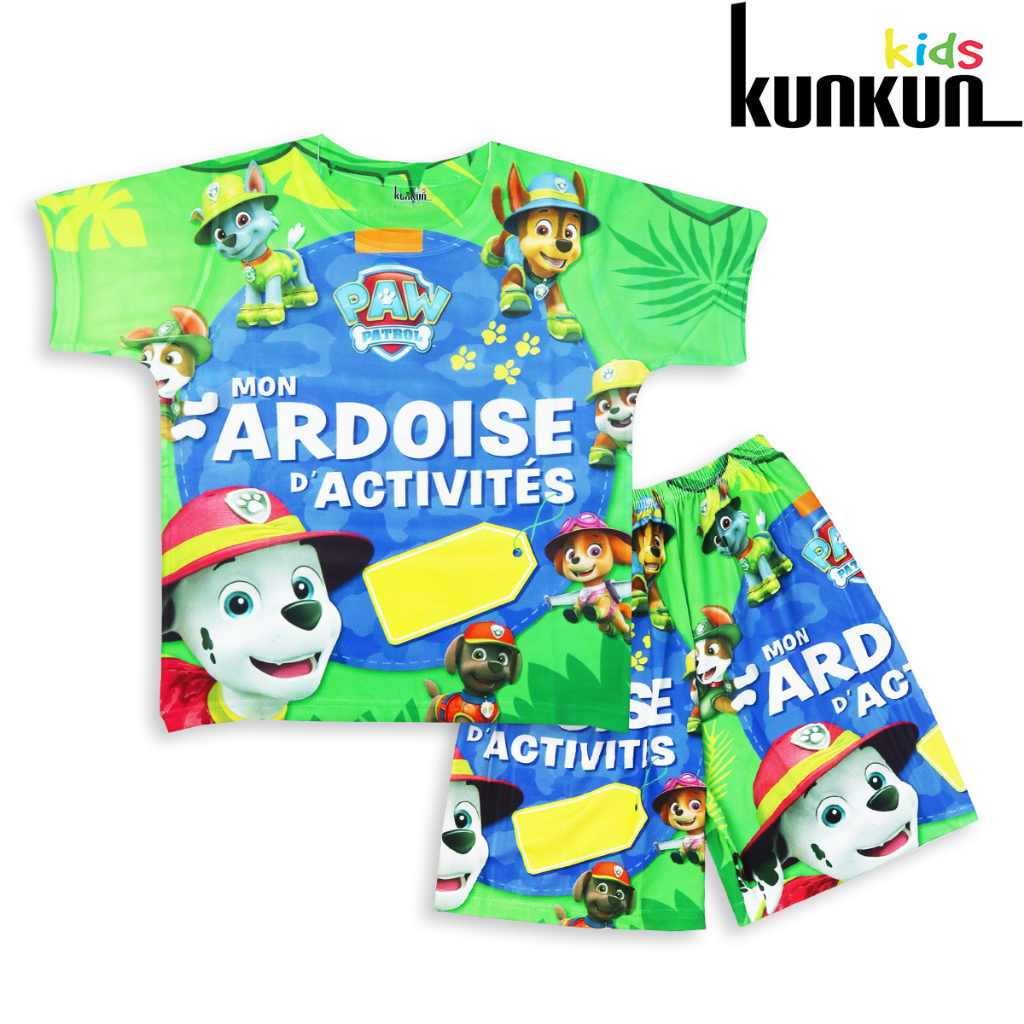 Quần áo bé trai hình đội chó cứu hộ chất thun lạnh Kunkun Kid TP633 - Đồ bộ trẻ em size đại từ 10kg - 60kg