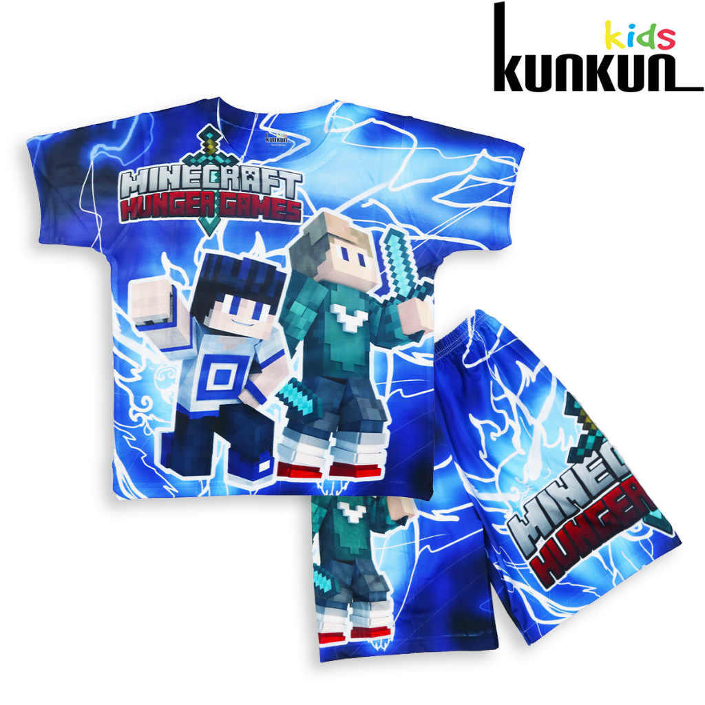 Quần áo bé trai KUNKUN TP773- BL773 hình Minecraft size đại từ 10-60kg - Đồ bộ trẻ em thun lạnh co giãn 4 chiều