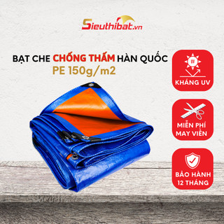  Bạt Che Nắng Mưa Hàn Quốc Màu Xanh Cam Chống Thấm Nước Kháng UV May Viền Đóng Khoen Sẵn
