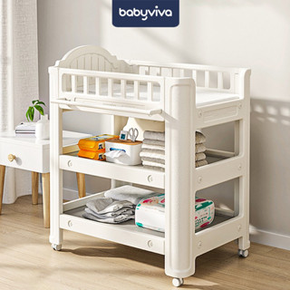 Bàn thay tã Babyviva cho bé đa năng có bánh xe di chuyển và chế độ khóa bánh an toàn, nhựa nguyên sinh cao cấp