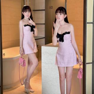Đầm ống tweed ngắn thắt nơ - Dosi Dress