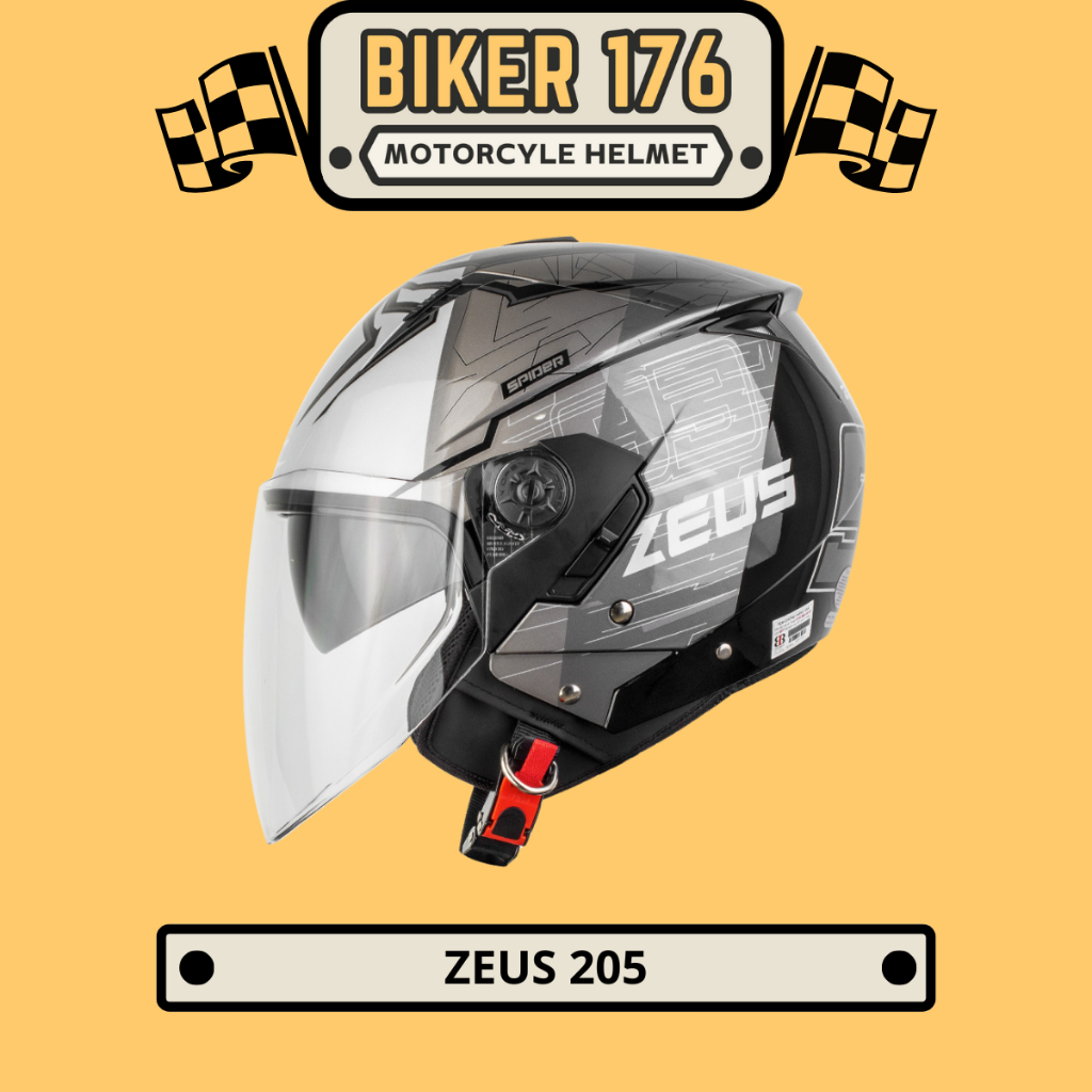 Mũ bảo hiểm 3/4 2 kính ZEUS 205 trọng lượng nhẹ chỉ 1150 gram - BIKER 176 - Mũ bảo hiểm chính hãng Vũng Tàu