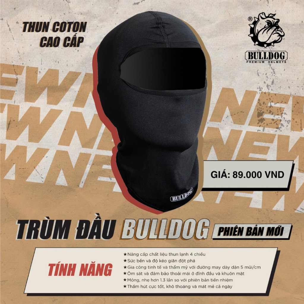Khăn trùm đầu ninja Bulldog Ver 2 - Vải thun lạnh co giãn 4 chiều - BIKER 176 - Mũ bảo hiểm chính hãng Vũng Tàu