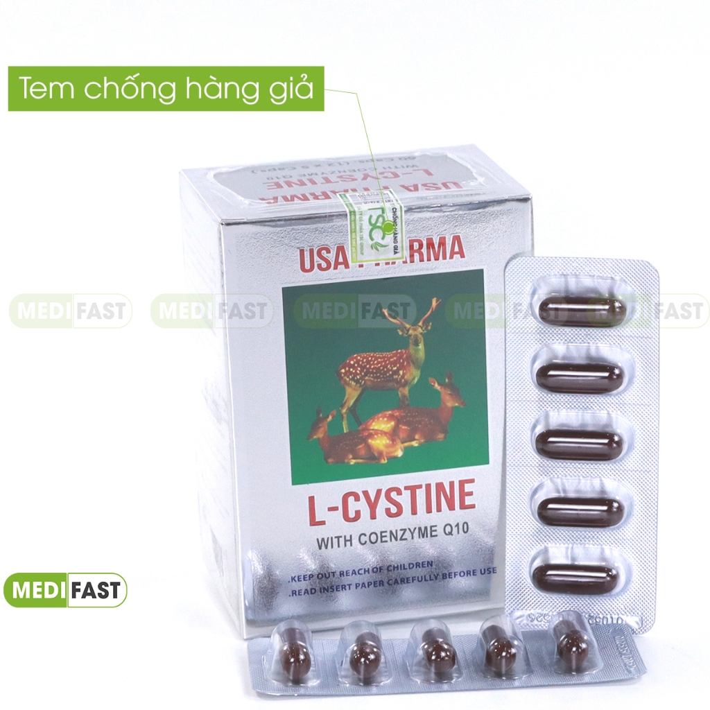 Viên uống đẹp da Lcystine Hộp 60 viên- Giúp bổ sung dưỡng chất da và tóc, hạn chế lão hóa da, giảm rụng tóc, da sáng min