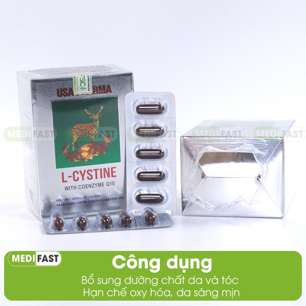 Viên uống đẹp da Lcystine Hộp 60 viên- Giúp bổ sung dưỡng chất da và tóc, hạn chế lão hóa da, giảm rụng tóc, da sáng min