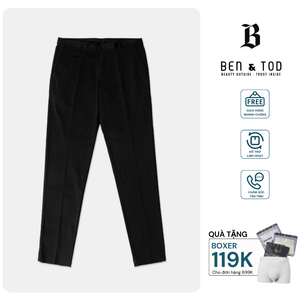 Quần kaki nam BEN & TOD 061 công sở, co giãn, tôn dáng, dày dặn, nam tính, chỉnh chu