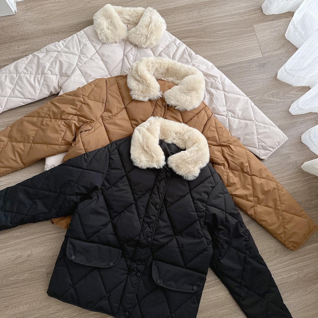 Áo Phao Trần Trám Minz Store Mã 2388, Thiết Kế Cổ Lông Phong Cách Hàn Quốc