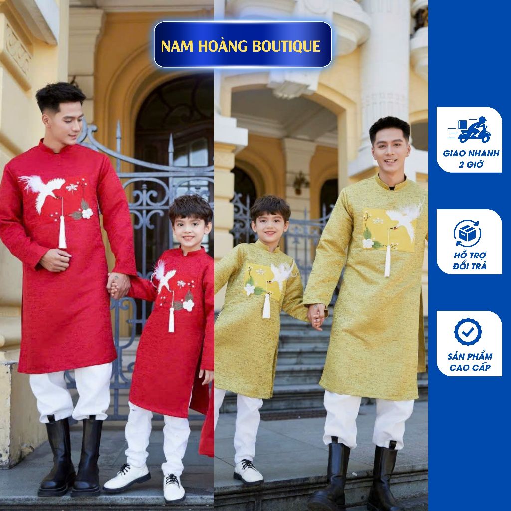 Áo dài nam cách tân thiết kế trên nền vải tafta cao cấp thanh lịch, sang trọng
