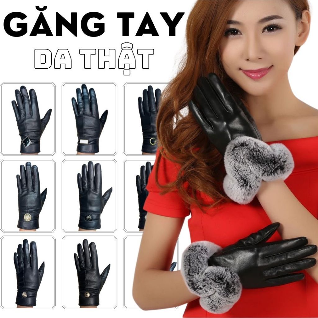 Găng Tay Da Thật Cao Cấp Nam Nữ Thời Thời Trang Sang Trọng, Cảm Ứng, Kháng Nước Tốt, Không Bong Tróc, Bảo Hành 5 Năm