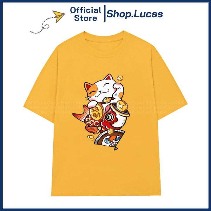 Áo Thun TẾT 2024 MÈO NHẬT BÁN MAY MẮN Unisex Nam Nữ Áo Gia Đình Cặp Đôi Shop.Lucas - Đầu Lân