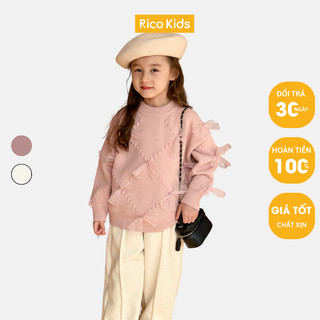 Áo len dày cho bé gái từ 15-35kg sành điệu mẫu mới Mềm Mịn Ấm phong cách Hàn chính hãng Ambb Kids mã 23P076