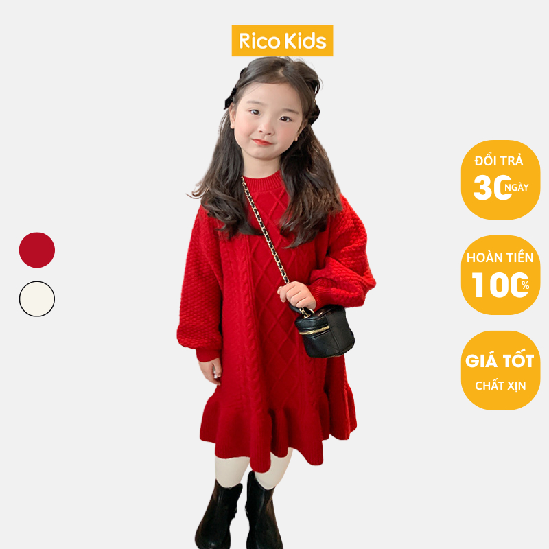 Váy len cho bé gái từ 10-35kg váy thu đông dài Dày Mịn Ấm dáng đuôi cá phong cách Hàn chính hãng Ambb Kids mã B034